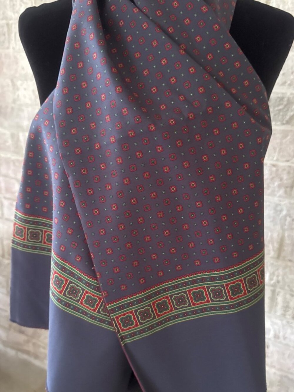 Vintage Givenchy Monsieur Scarf Italy Geometric Medallion Print Rayon Blend